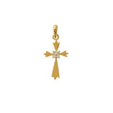 18K Diamond Cross Fancy Pendant